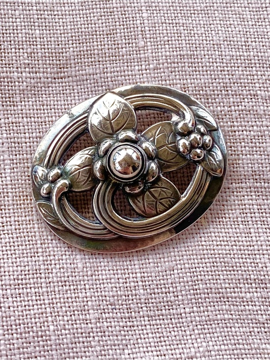 Jewelry - Vintage Georg Jensen Sterling Silver Flower oval Brooch #138